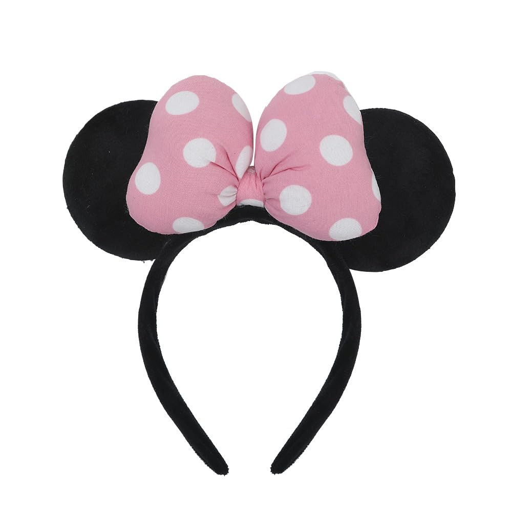 Velvet Mouse Ear Headband with 3D Cotton Bow, Fashion Hair Band Amusement Park Headwear for Women... | Amazon (US)