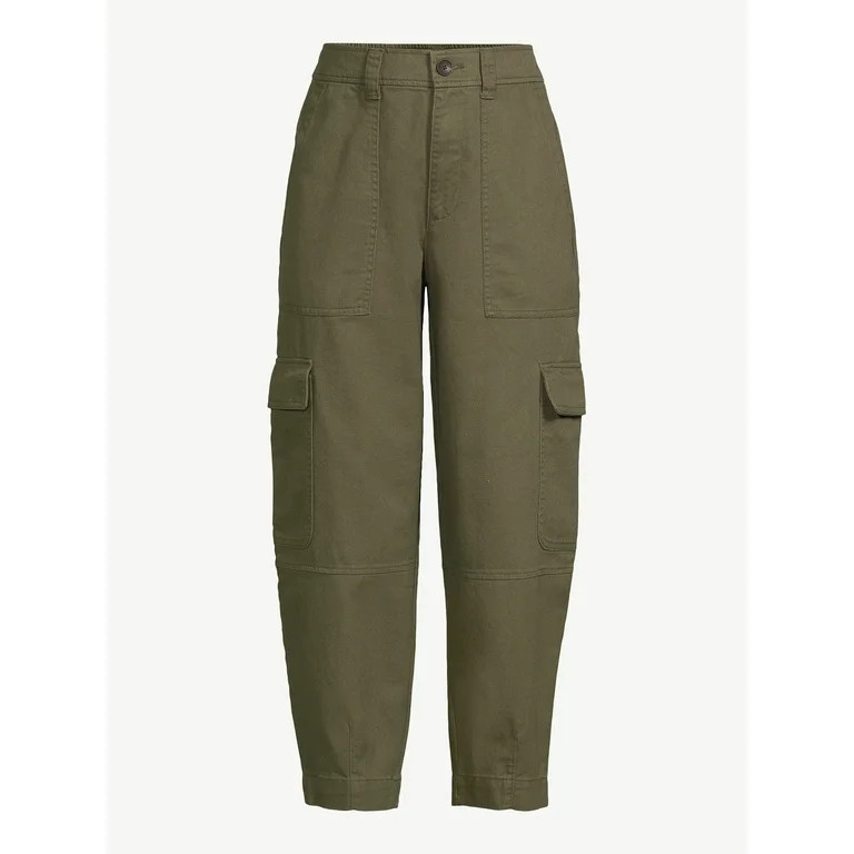 Free Assembly Women's High Rise Barrel Cargo Pants, 26” Inseam, Sizes 0-18 | Walmart (US)