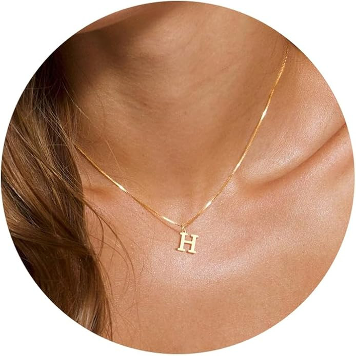 Foxgirl Gold Initial Necklaces for Women Girls, Dainty Gold Letter Necklace Tiny A-Z Pendant Chok... | Amazon (US)
