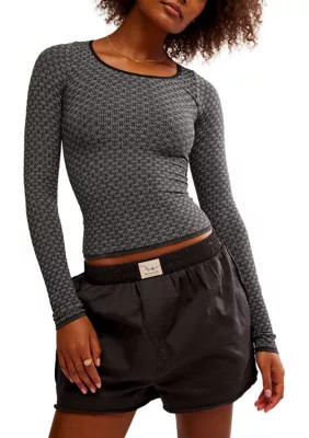Free People Women's Love Letter Long Sleeve Top, Black, M-L | Belk
