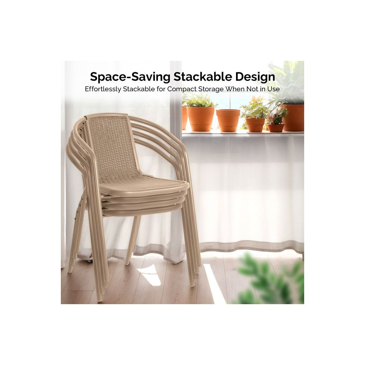 Karl Home PE Rattan Stackable Outdoor Dining Chairs Set Of 4 | Target