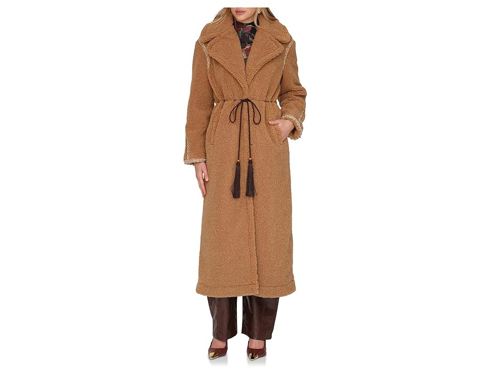 Avec Les Filles Oversized Belted Coat Women's Coat Camel : SM, Polyester | Zappos