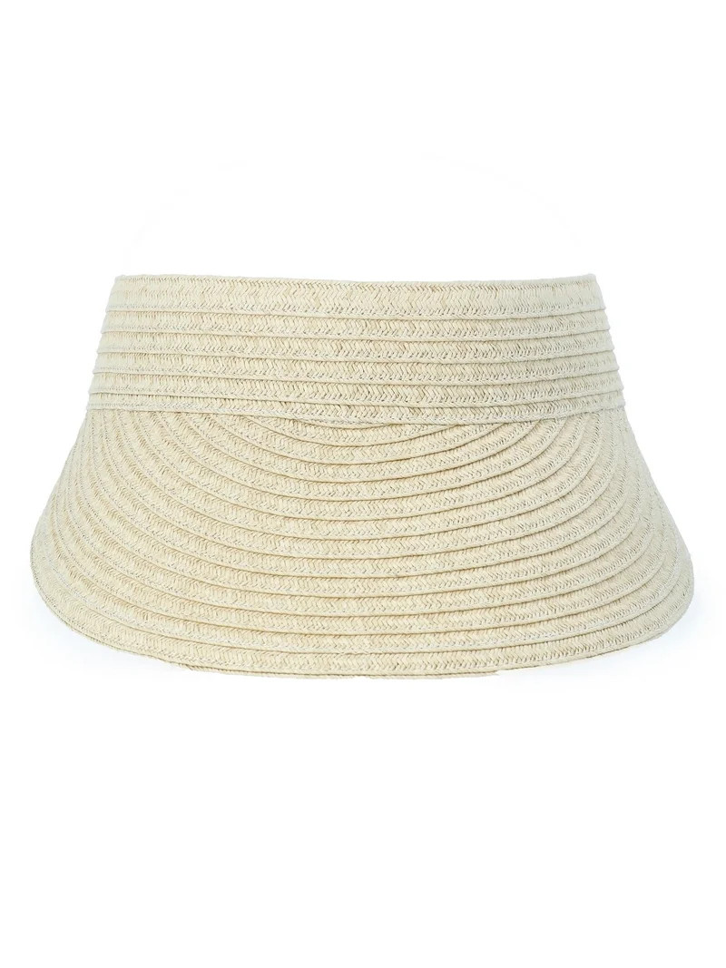 Time and Tru Women's Straw Visor Hat, Light Natural | Walmart (US)