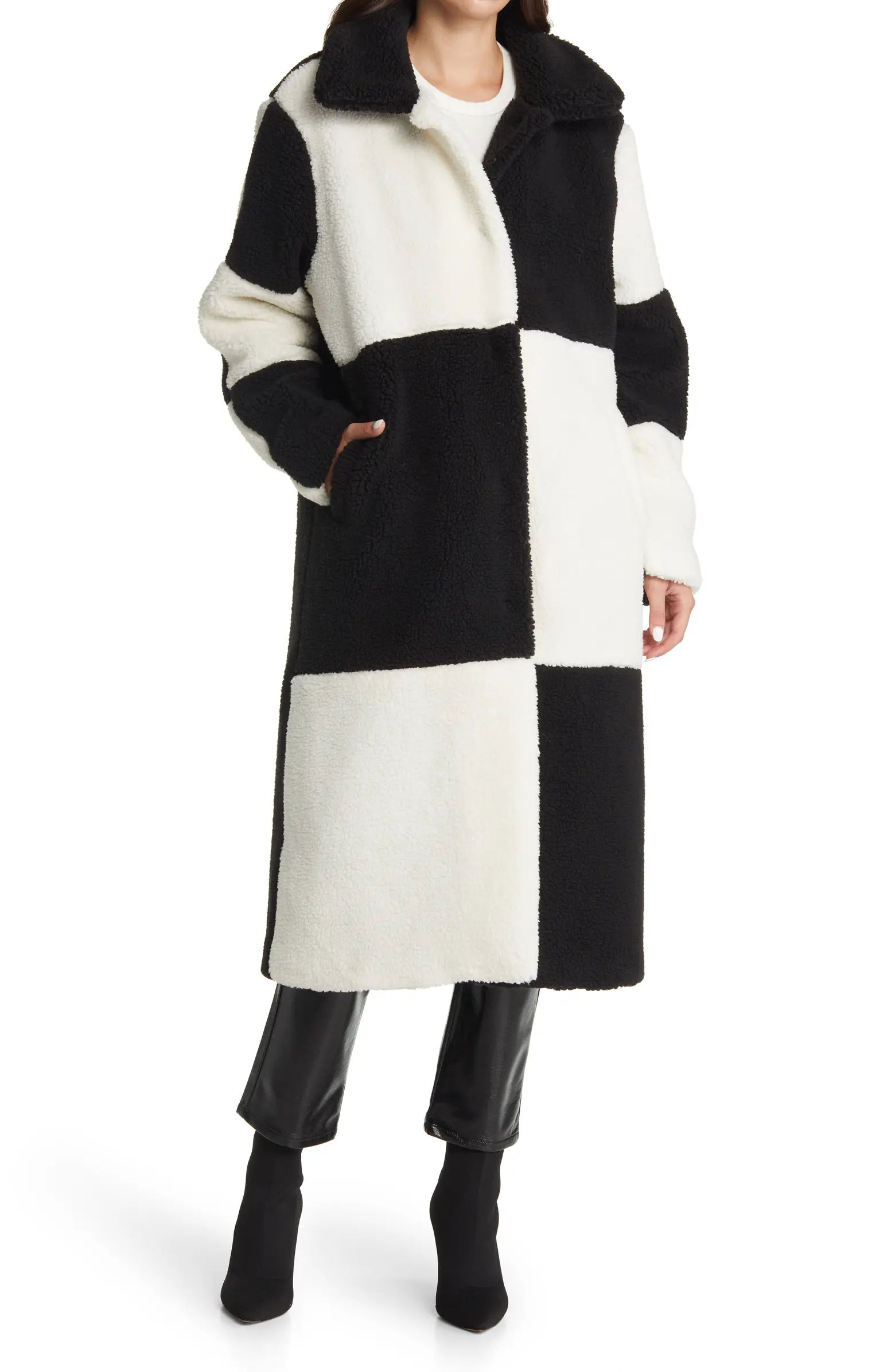 Longline Colorblock Faux Fur Coat | Nordstrom