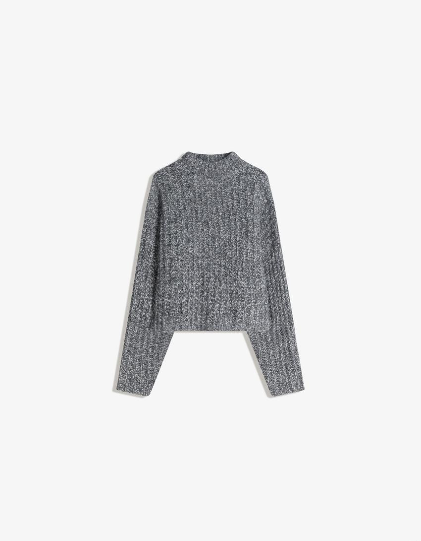 Kordonettgarn-Pullover mit Stehkragen - Pullover und Strickjacken - Damen | Bershka DE