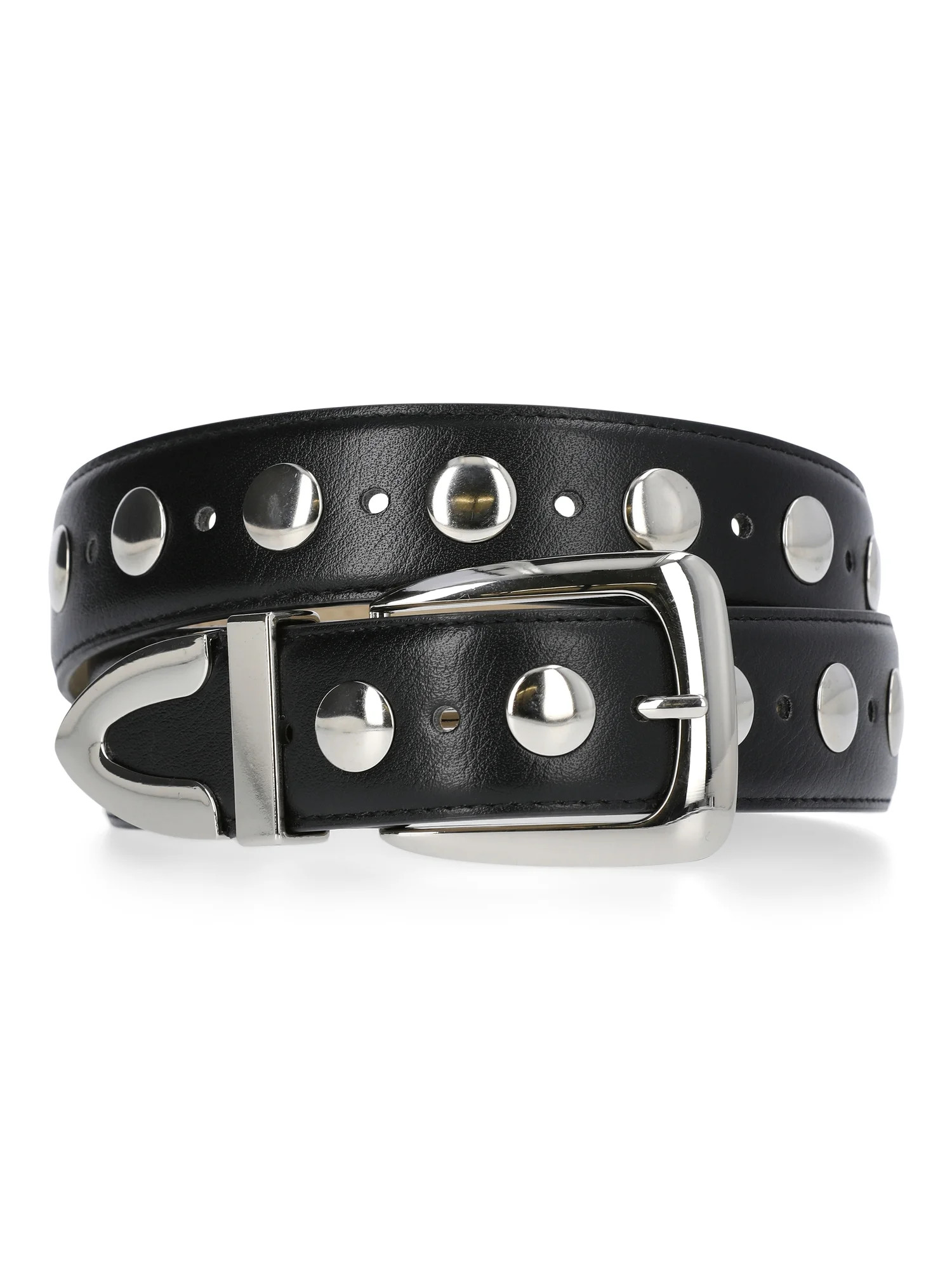 Madden NYC Women's Faux Leather Circle Stud Belt, Black, Sizes S/M-3XL - Walmart.com | Walmart (US)