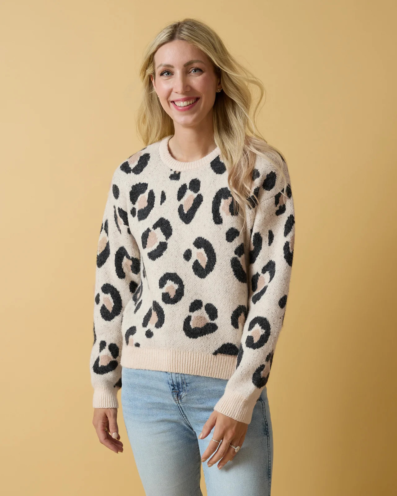 Snowy Leopard Women's Drop Shoulder Sweater | Little Sleepies