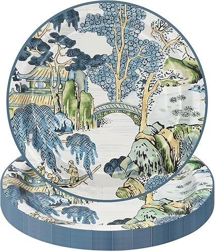 50 Pcs Vintage Chinoiserie Paper Plates Retro Farmhouse Oriental Disposable Plates 9 Inch Party T... | Amazon (US)