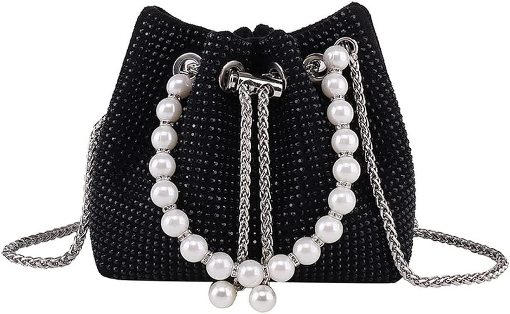 HUMLOIV Rhinestone Purse Crystal Evening Bag Bling Handbags Crossbody Bag for Women with Pearl Ch... | Amazon (US)