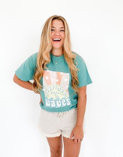 Happiness Comes in Waves Tee - Seafoam | Callie Danielle