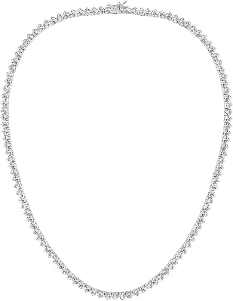 GMESME 18K White Gold Plated Cubic Zirconia Classic Tennis Necklace (14-24inch) | Amazon (US)