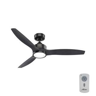 Park View 52 in. Integrated LED Indoor/Outdoor Matte Black Ceiling Fan with Light Kit and Remote | The Home Depot