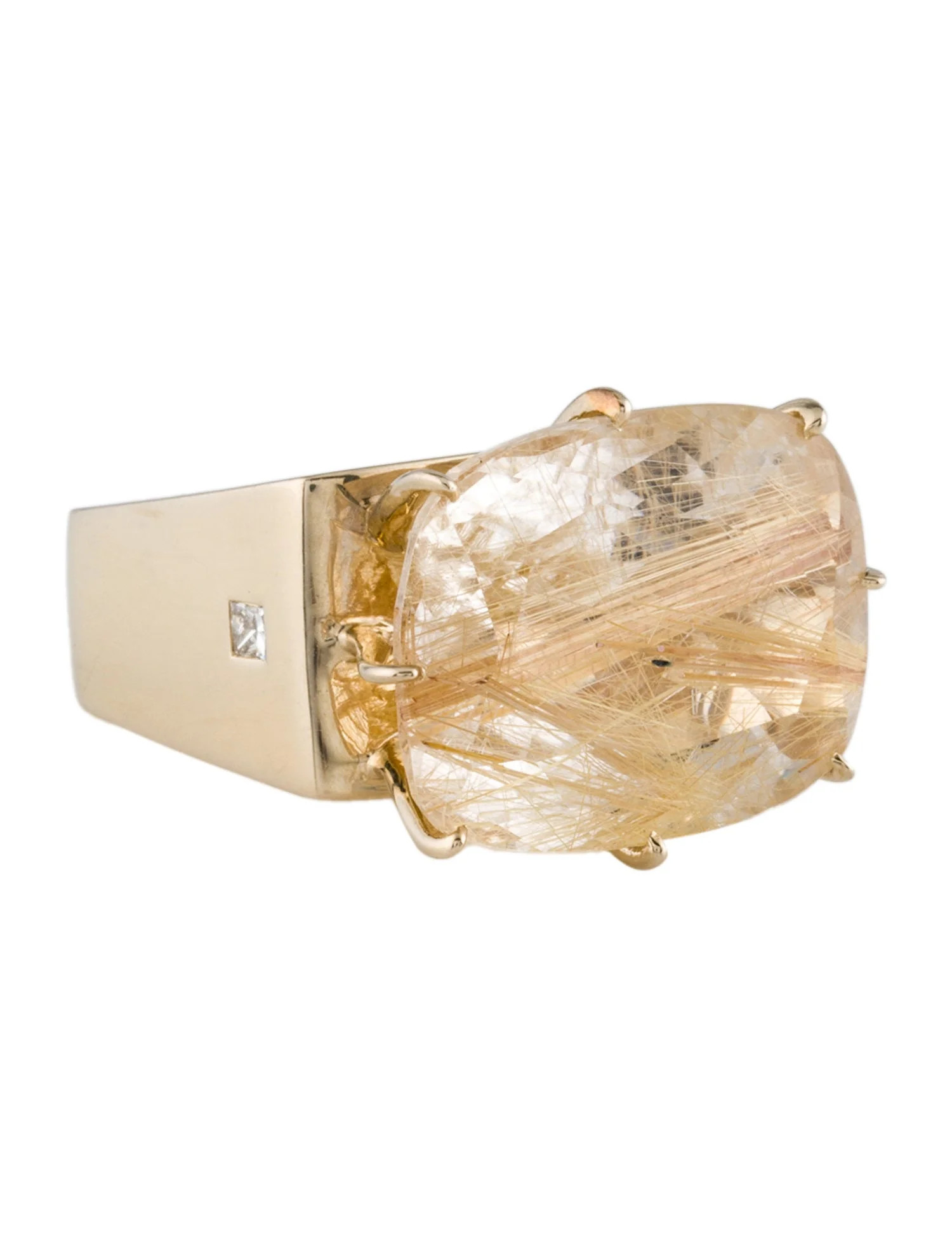 18K Rutilated Quartz & Diamond Sunrise Cocktail Ring | The RealReal