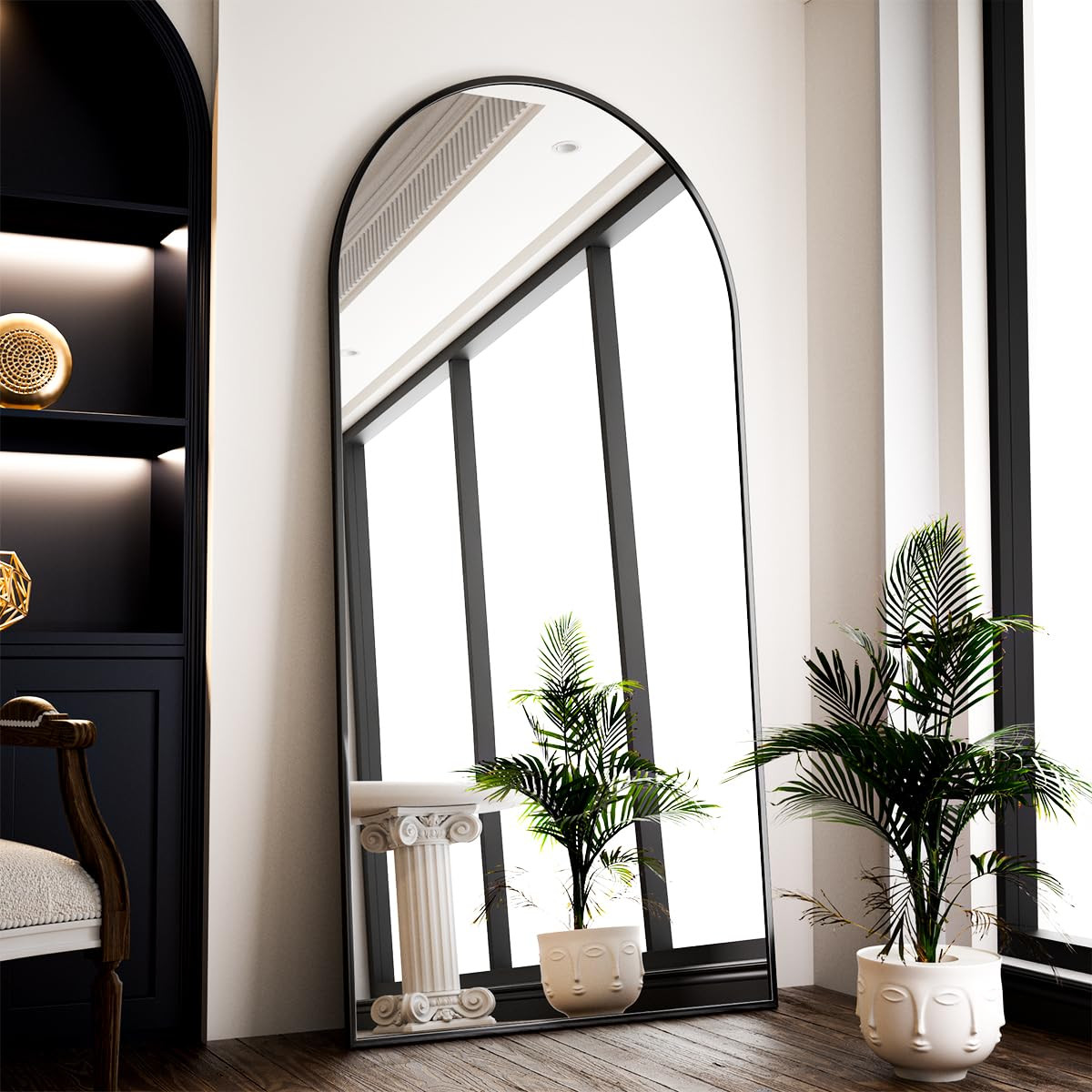 Oversized Full Length Mirror, 71" x 30" Arch Floor Mirror with Stand, Aluminum Alloy Frame Full B... | Amazon (US)