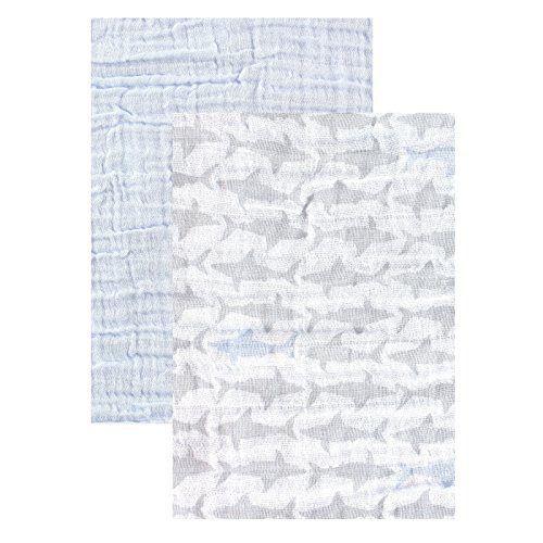 Yoga Sprout Muslin Swaddle Blankets, Blue Shark, 46" x 46" | Amazon (US)