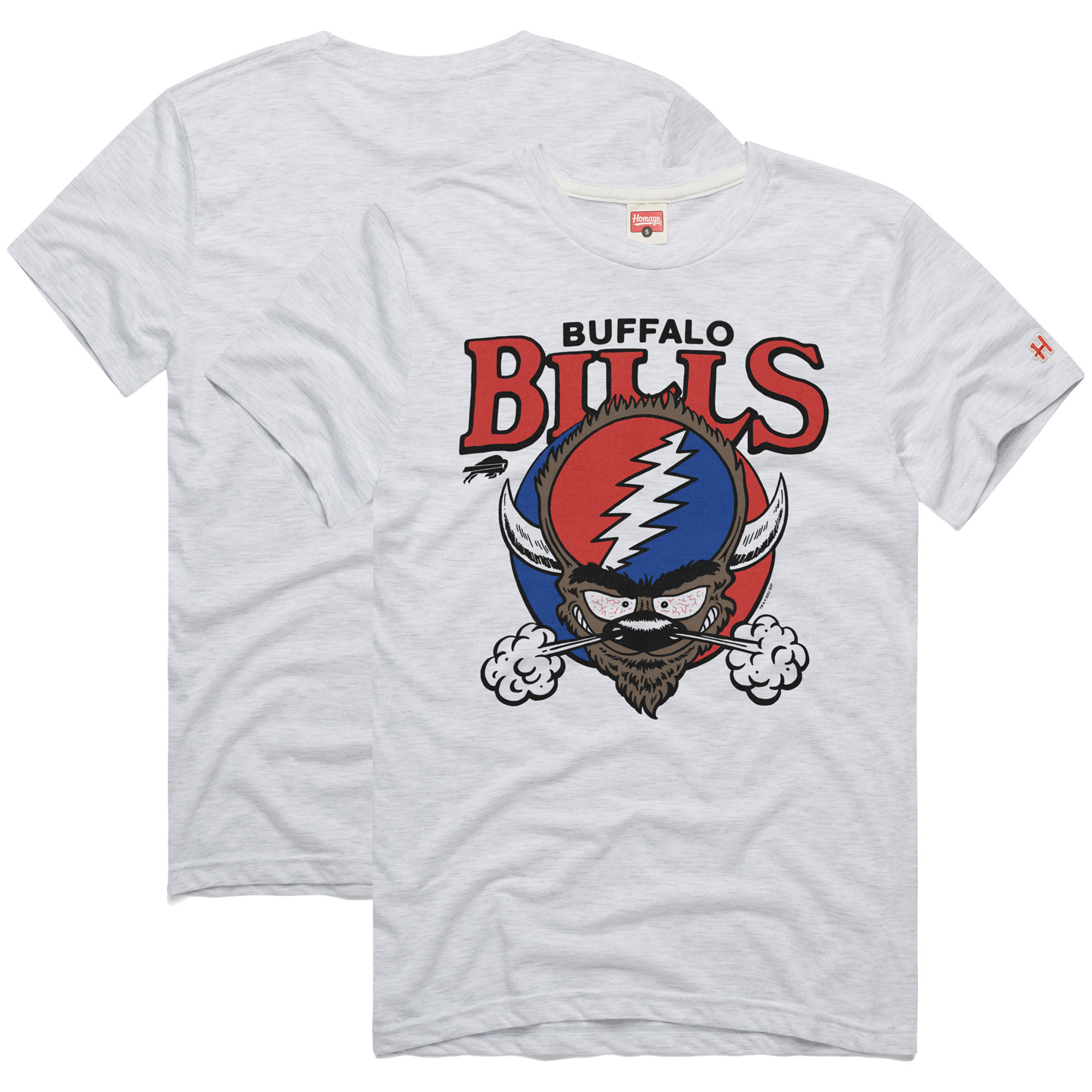 Men's Homage Ash Buffalo Bills NFL x Grateful Dead Tri-Blend T-Shirt | Fanatics