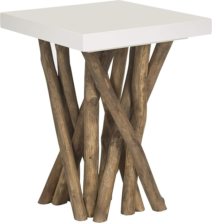 Safavieh Home Collection Hartwick White and Natural Side Table | Amazon (US)