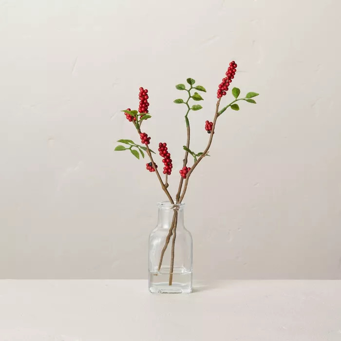 Faux Red Berry Stems Glass Arrangement - Hearth & Hand™ with Magnolia | Target