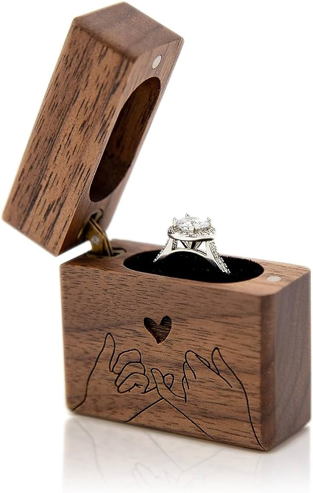 Slim Walnut Wood Ring Case for Ceremony Photography Anniversary & Proposal | Amazon (US)