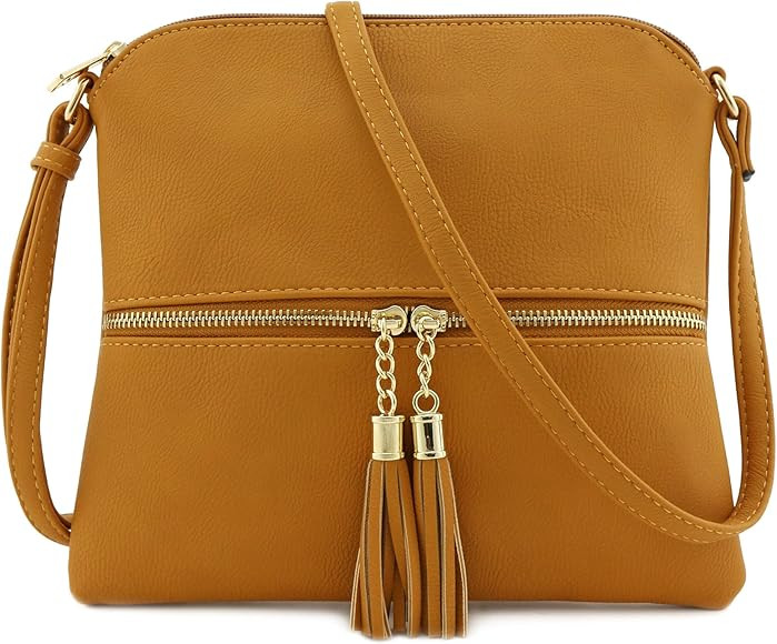 DELUXITY Lightweight Medium Crossbody Bag with Tassel | Amazon (US)