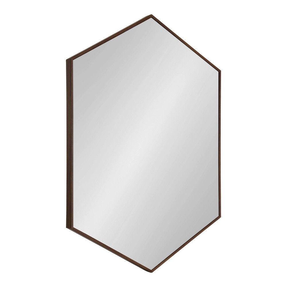 24.75"" x 36.75"" Rhodes Framed Hexagon Wall Mirror Walnut Brown - Kate and Laurel | Target
