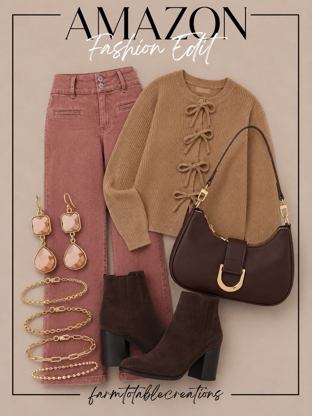 Amazon Fall Fashion Edit 🤎🍂

Elevate your fall wardrobe with these affordable Amazon finds! From the sweetest bow-front sweater and rich mocha handbag to flattering colored denim and classic suede booties, this outfit is the perfect mix of cozy, polished, and on-trend for everything from coffee dates to Thanksgiving gatherings.

Follow @farmtotablecreations on Instagram for more affordable fashion finds, everyday outfit inspiration, and the best Amazon styles you’ll want to wear all season long.

#LTKFashion #LTKFinds #AmazonFashion #AmazonStyle #FallFashion #FallOutfit #NeutralStyle #CozyStyle #AutumnWardrobe #AffordableFashion #EverydayStyle #FallStyle #AmazonMustHaves #OOTD #FarmToTableCreations

#LTKOver40 #LTKSeasonal #LTKSaleAlert