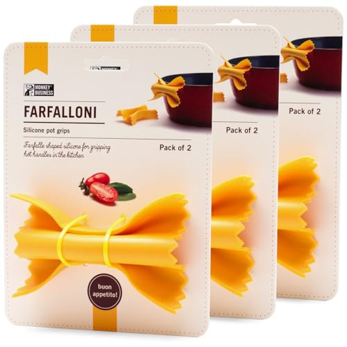 Farfalloni-Shaped Pot Holders, Pack of 3, Pot Holders for Kitchen Cookware, Silicone Oven Grips| from a Collection of Different Pasta-Shaped Unique Kitchen Gadgets, by Monkey Business | Amazon (US)