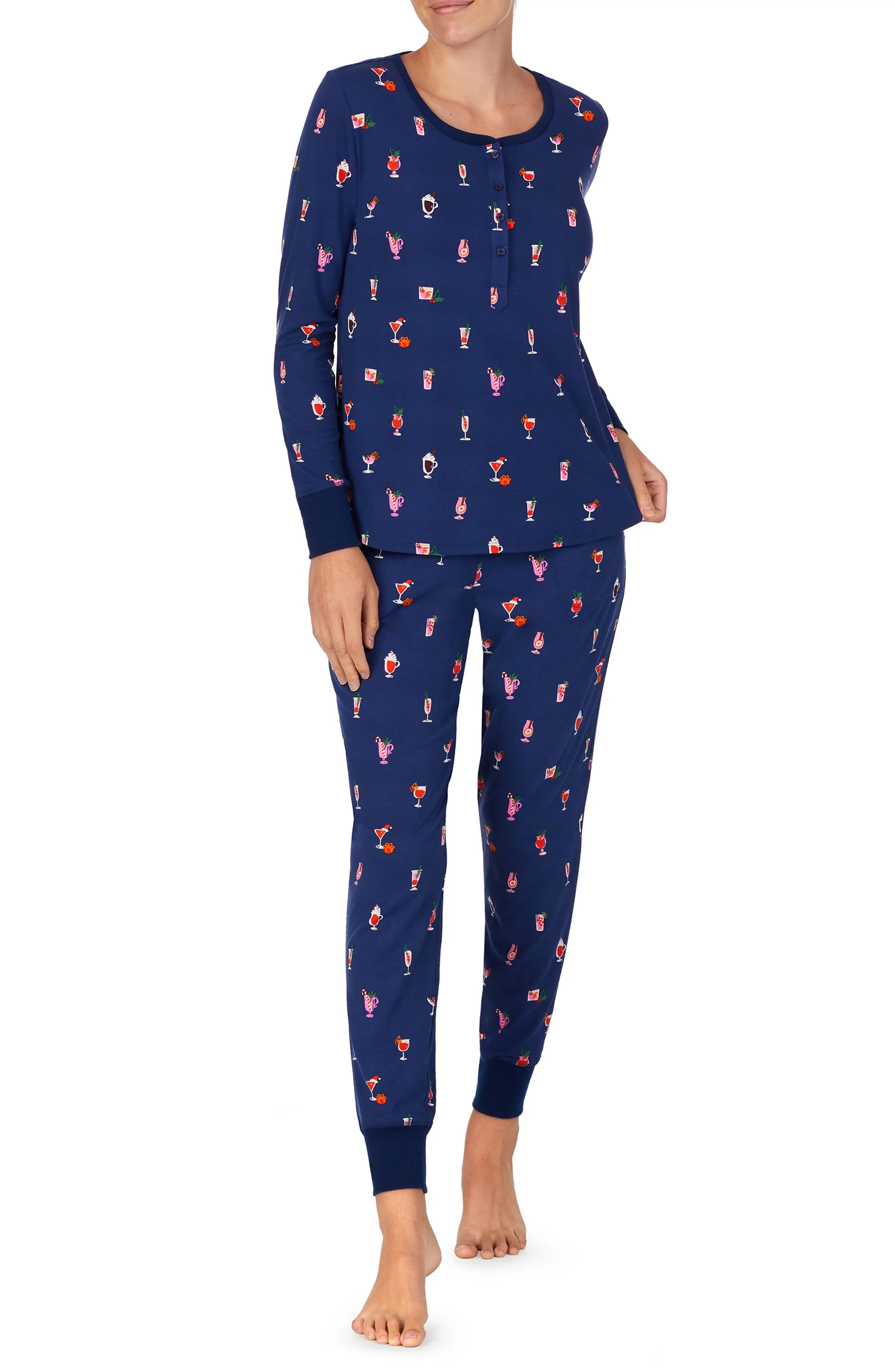 Women's Kate Spade New York Henley Pajamas, Size Large - Blue | Nordstrom