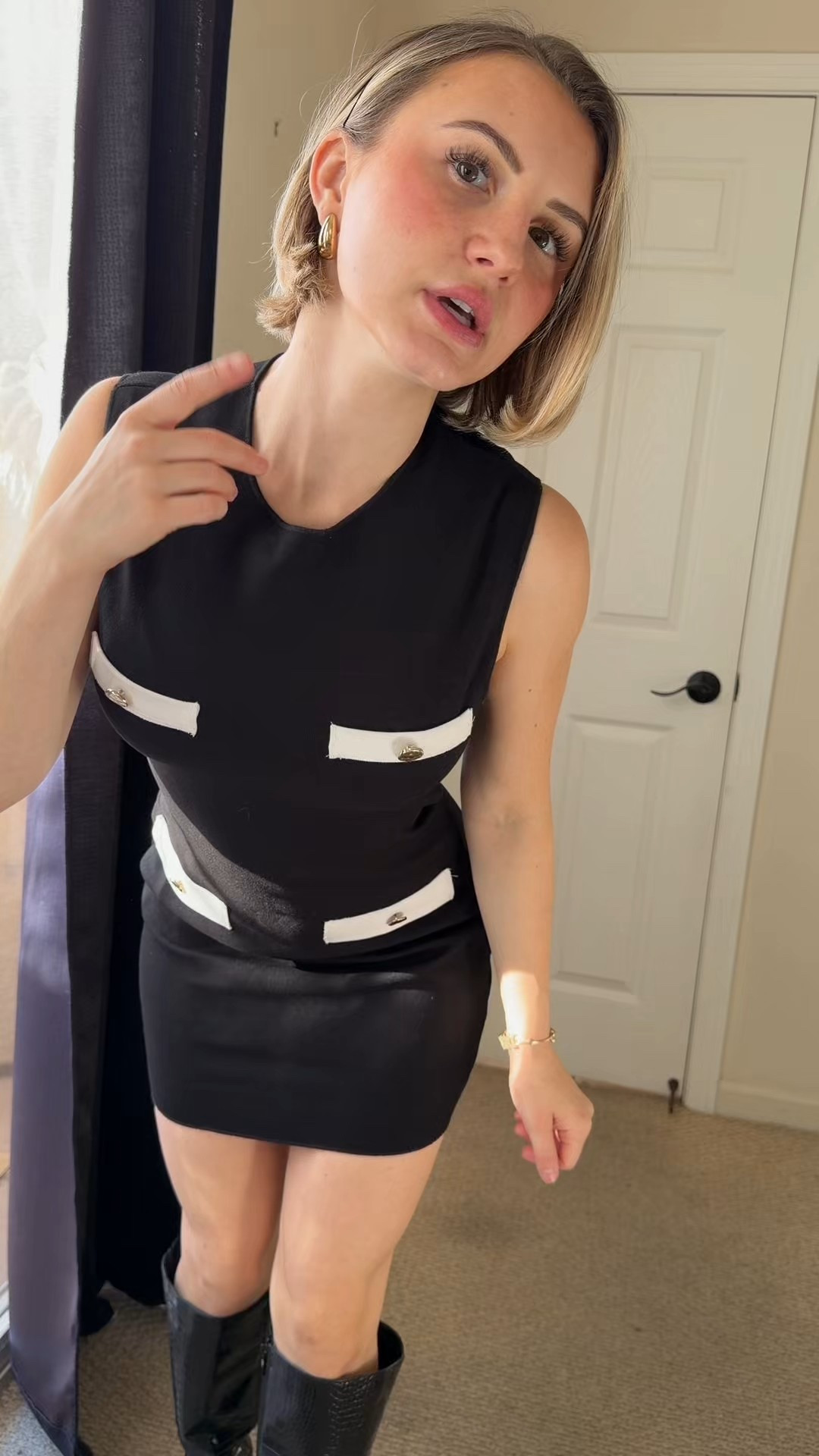 Stay classy with this black and white dress with gold "buttons" 😜

#LTKPetite #LTKootd