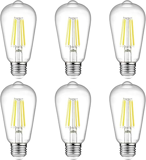 Ascher Vintage LED Edison Bulbs, 6W, Equivalent 60W, High Brightness Daylight White 4000K, ST58 A... | Amazon (US)