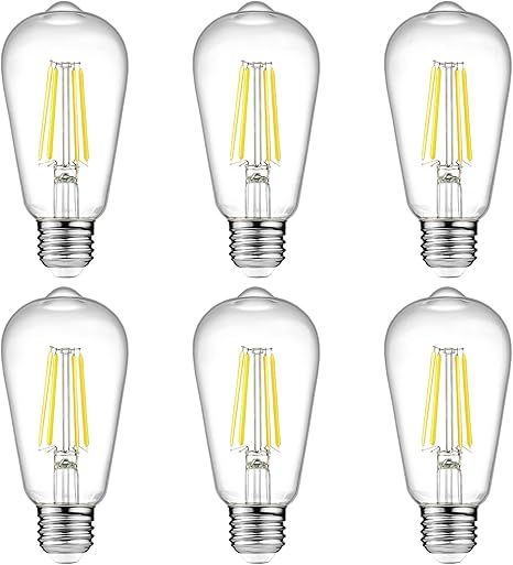 Ascher Vintage LED Edison Bulbs, 6W, Equivalent 60W, High Brightness Daylight White 4000K, ST58 A... | Amazon (US)