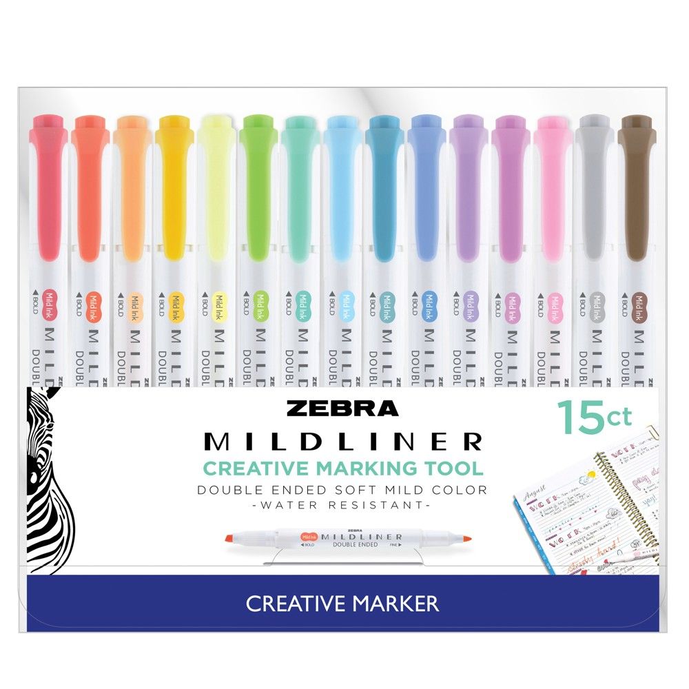 15ct Dual-tip Creative Marker - Zebra Mildliner | Target