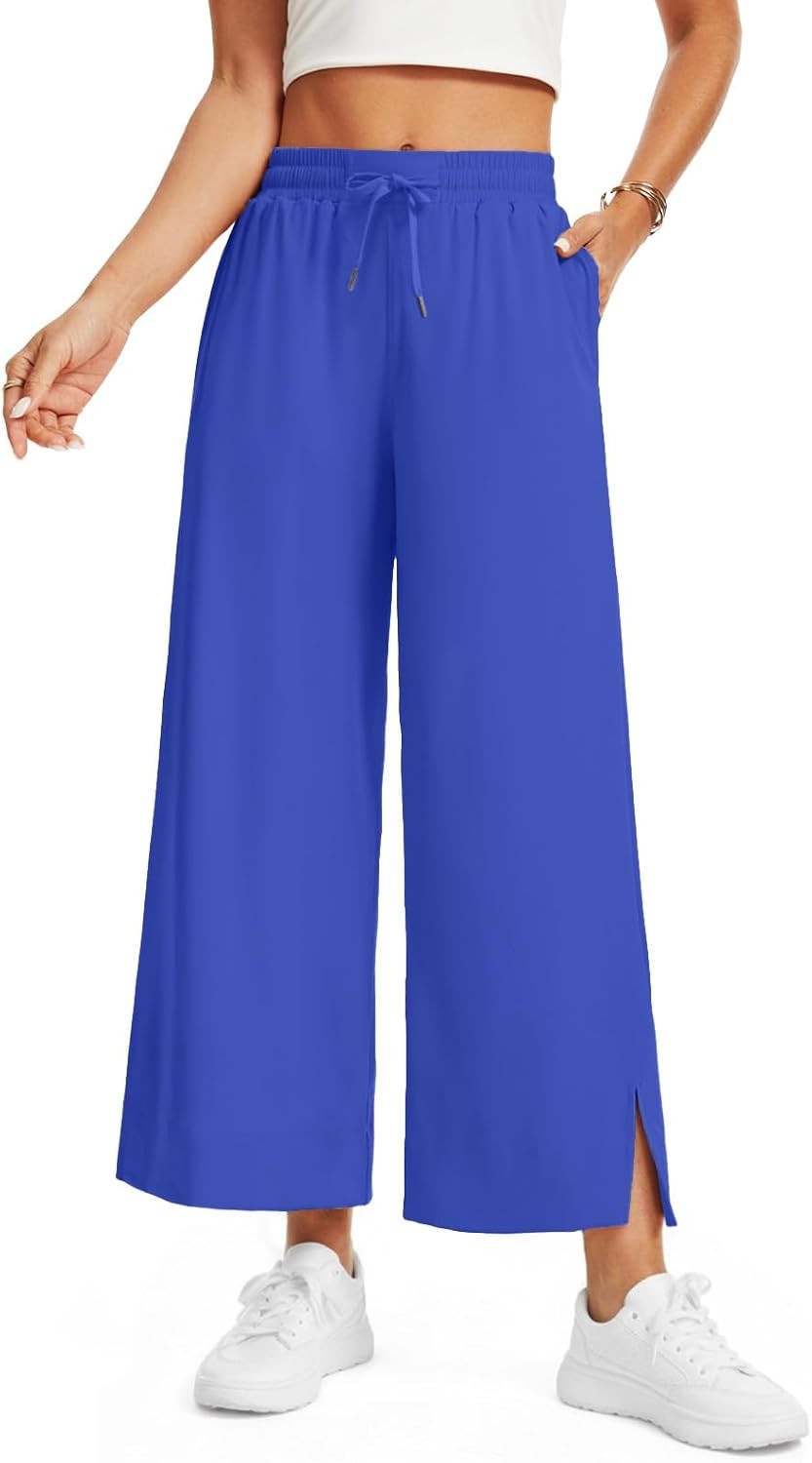 Feiersi Women's High Waisted Wide Leg Ankle Pants Lightweight Casual Dressy Trousers for Work Travel Lounge | Amazon (US)