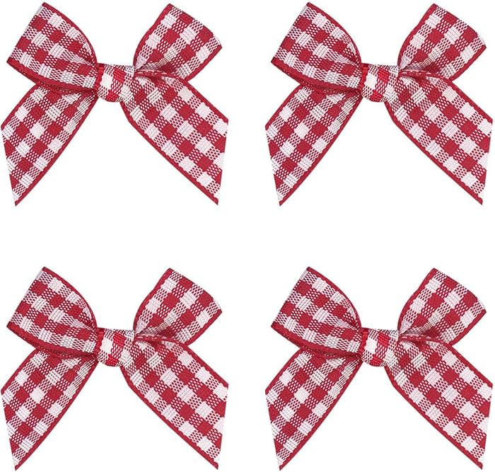 Gingham Craft Ribbon Bows Mini Checkered Ribbon Flowers Appliques for Sewing, Gift, DIY Craft, We... | Amazon (US)