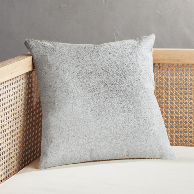 16" Grey and Neutral Cowhide Pillow with Down-Alternative Insert + Reviews | CB2 | CB2