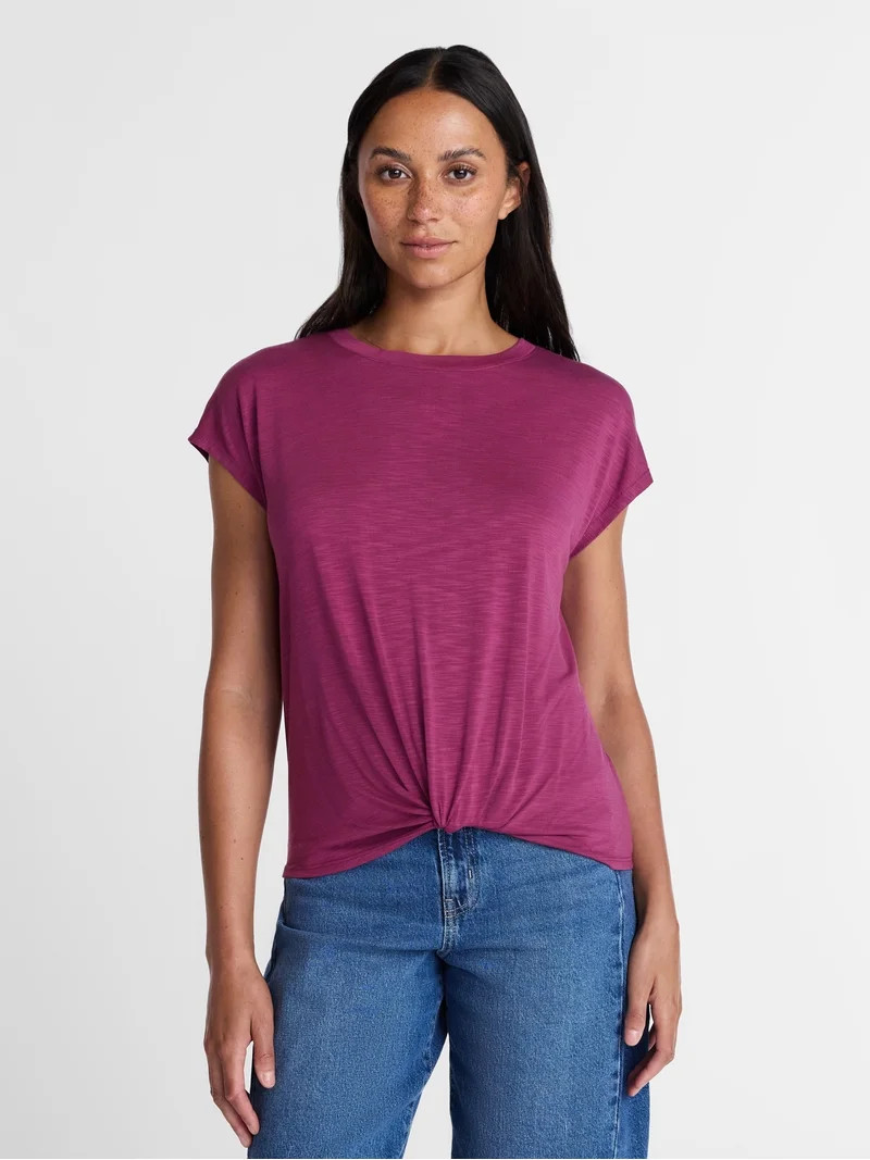 Time and Tru Women's Twist Cap Sleeve Top Sizes XS-XXXL | Walmart (US)