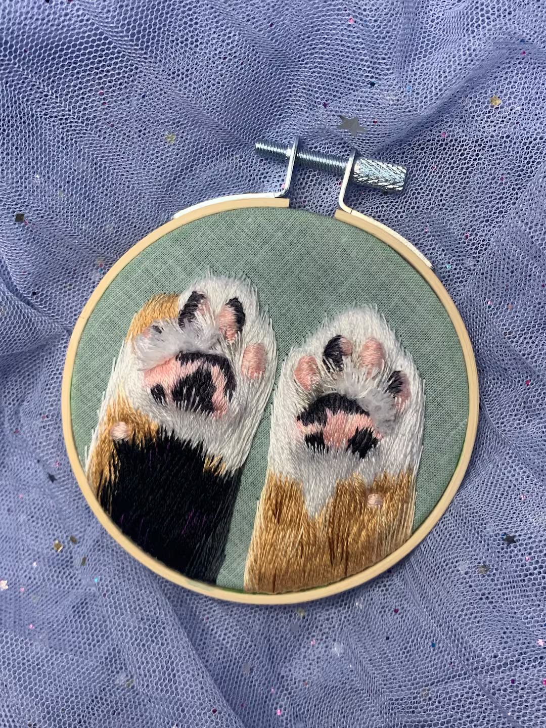 3 Custom Embroidered Cat Paw Toe Beans on Hand Dyed Fabric - Etsy | Etsy (US)