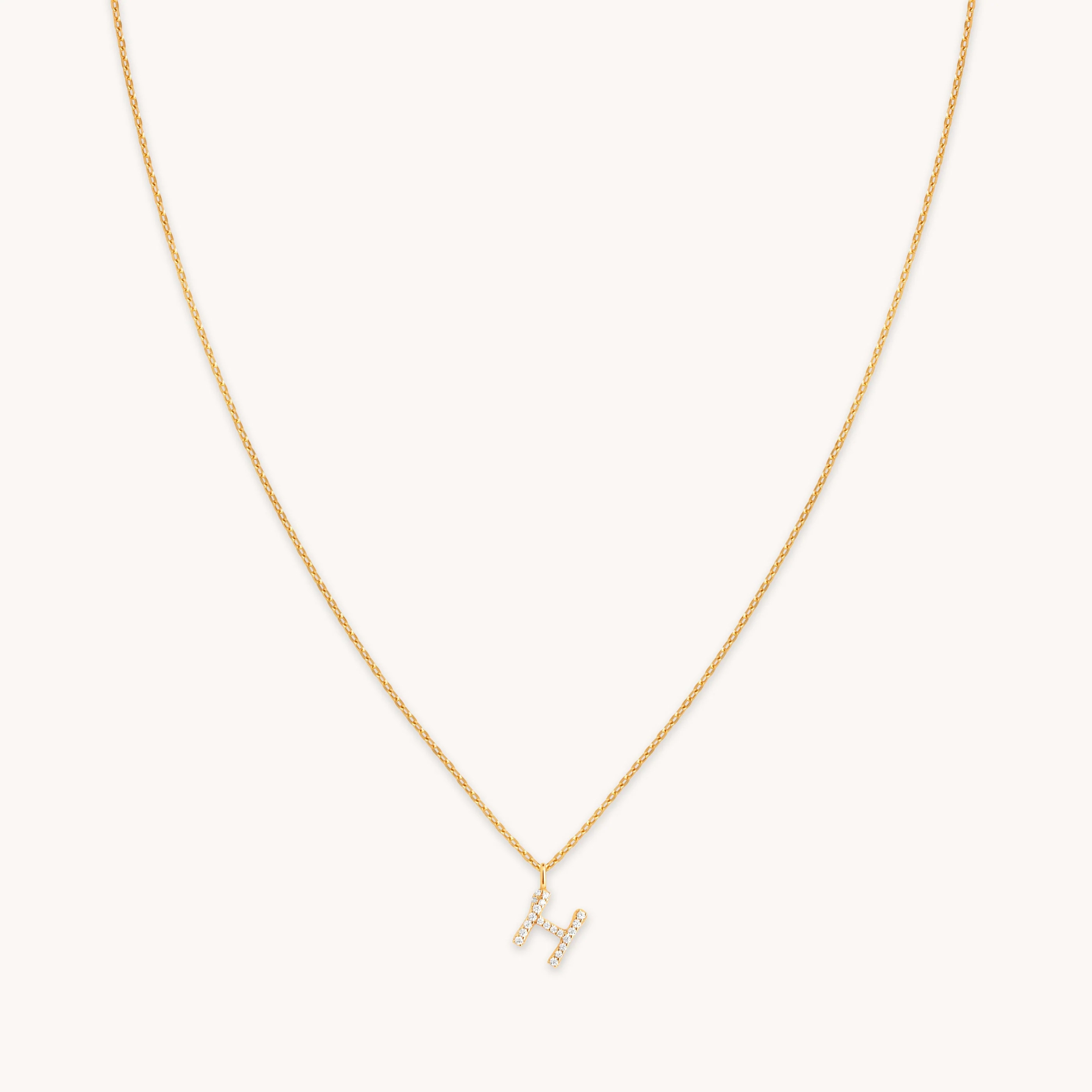 H Pavé Initial Gold Necklace | Astrid & Miyu Necklaces | Astrid & Miyu US