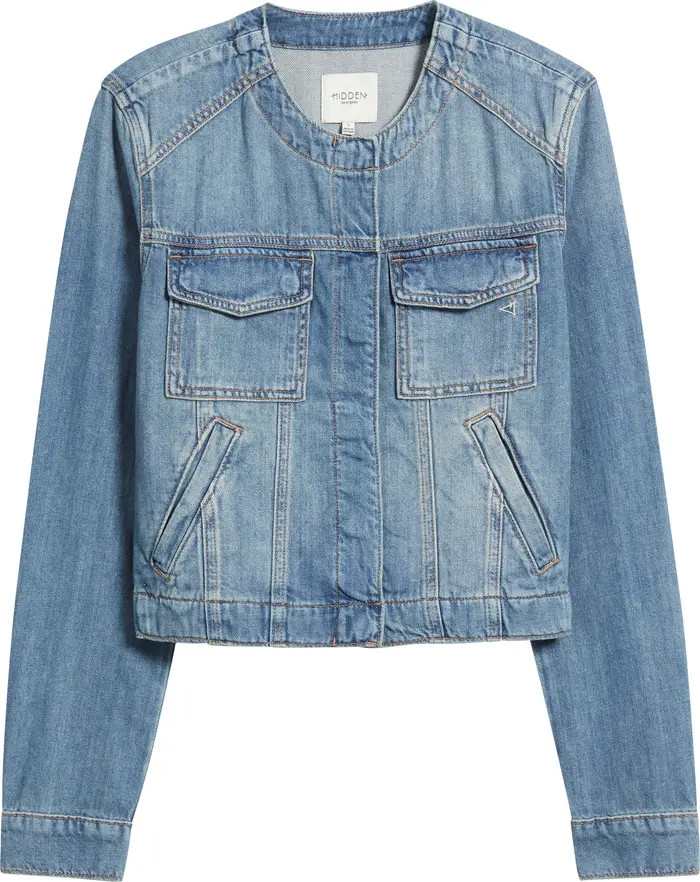 Collarless Denim Trucker Jacket | Nordstrom
