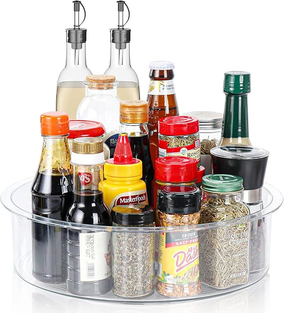 Boarunch Clear Lazy Susan, 12inch Plastic Turntable Organizer Rotating Spice Rack Kitchen Storage... | Amazon (US)
