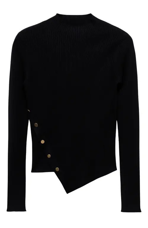 MANGO Asymmetric Sweater with Buttons in Black at Nordstrom, Size Xx-Large | Nordstrom