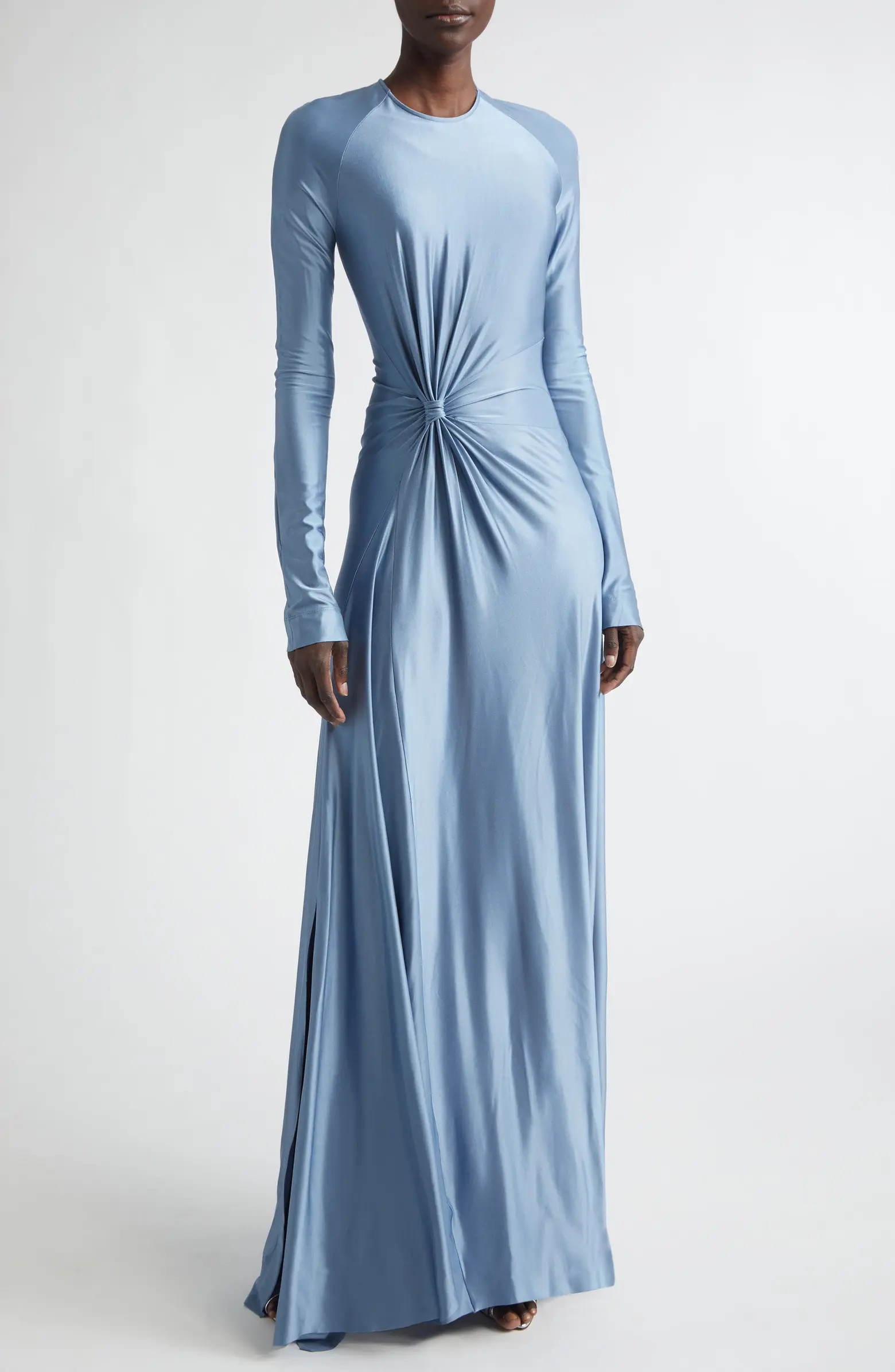 Twist Waist Long Sleeve Jersey Gown | Nordstrom
