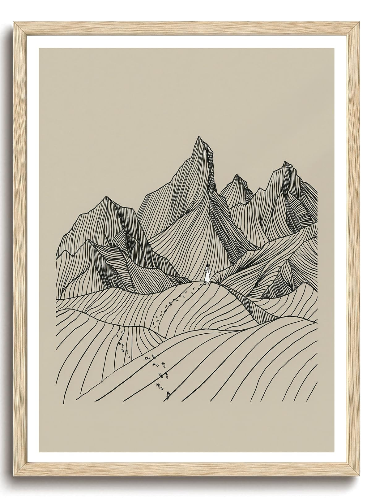 KISSFOX Jesus in the Wilderness OAK Wood Framed Wall Art Modern Boho Christian Canvas Art Prints ... | Amazon (US)