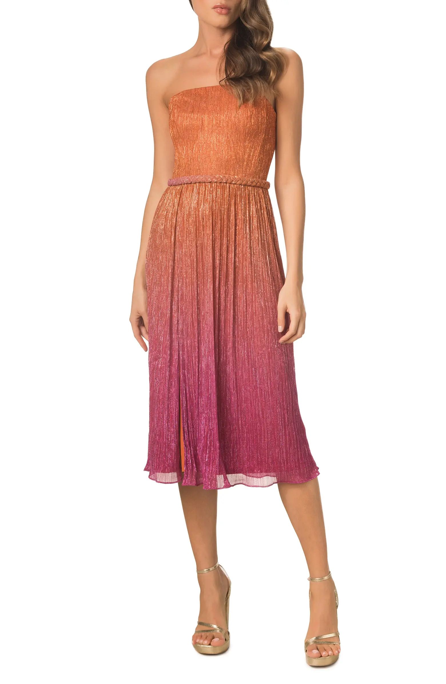 Haldis Metallic Ombré Strapless Cocktail Dress | Nordstrom