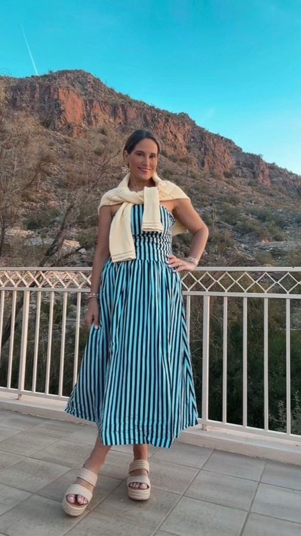 Resort wear must-have pieces! I think the stripes on this strapless dress are super cute and this is perfect for a resort wear look! Paired it with some cute shoes and a Jane win necklace!

#LTKootd #LTKgrwm #LTKdayinmylife
