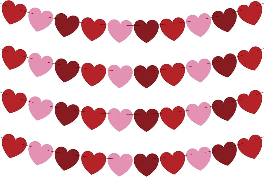OHOME Valentines Day Decorations - Heart Valentines Garland - 40 Pack Valentines Day Backdrop Ban... | Amazon (US)