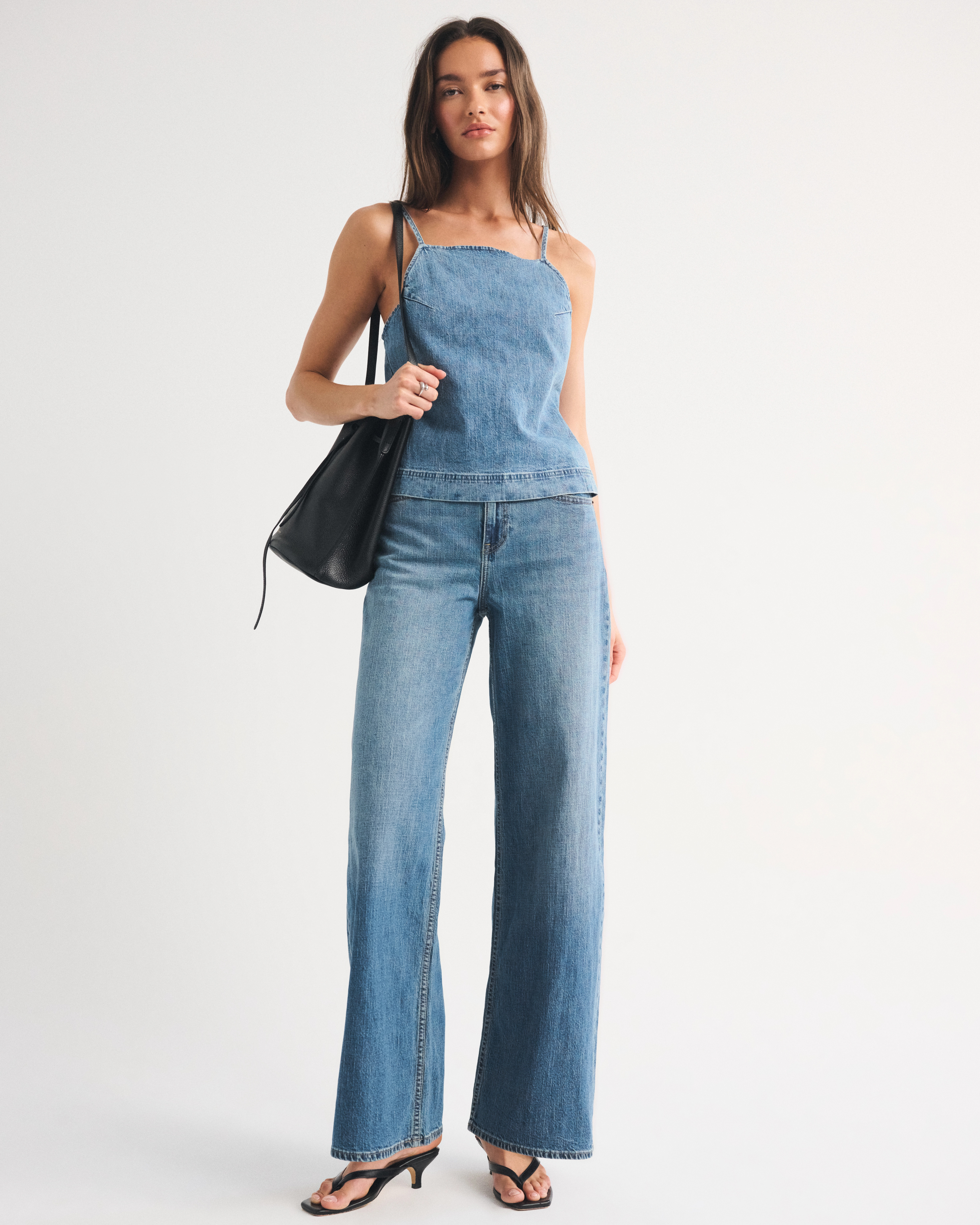 High Rise Linen-Blend Wide Leg Jean | Abercrombie & Fitch (US)