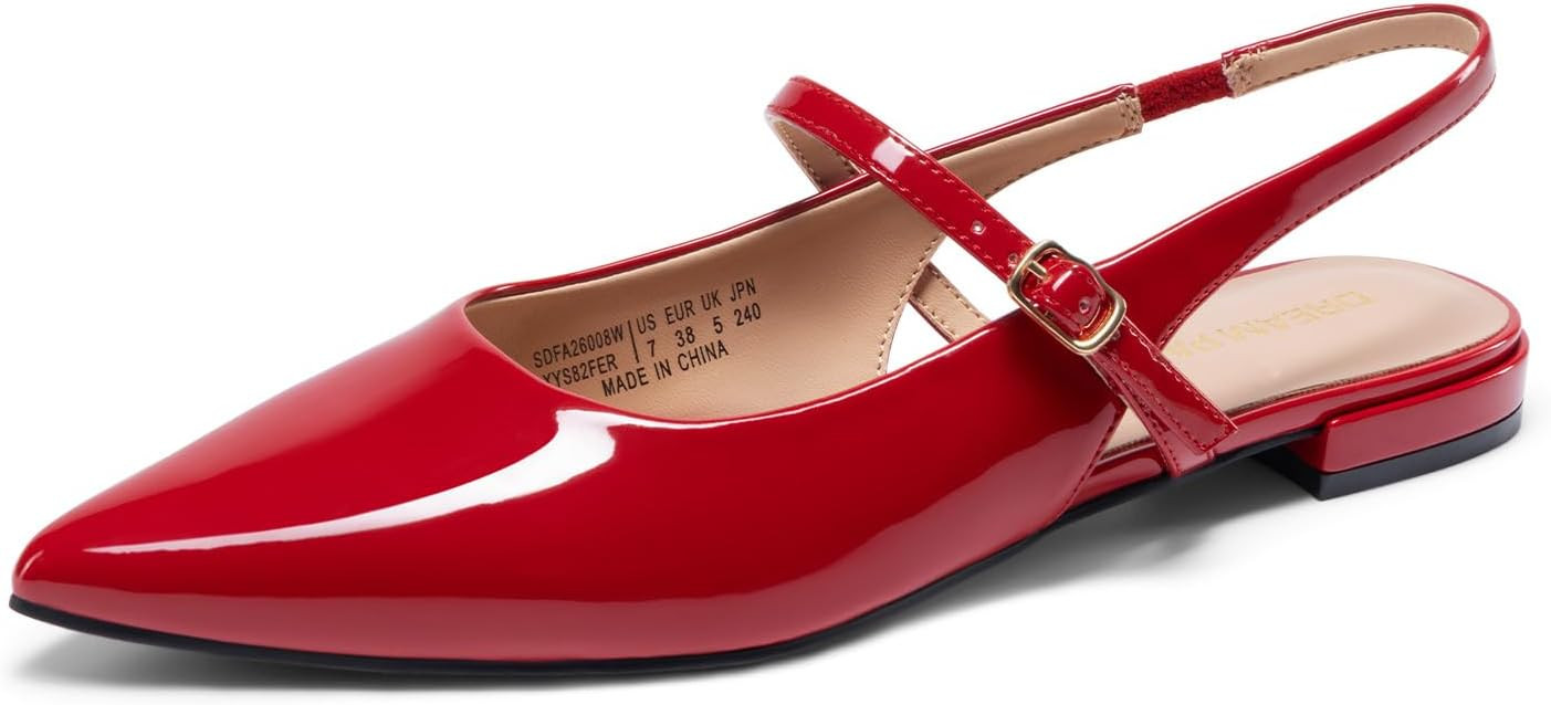 DREAM PAIRS Women's Slingback Dress Pointed Toe Flats Ballet Mary Jane Flat Shoes with Buckle Str... | Amazon (US)