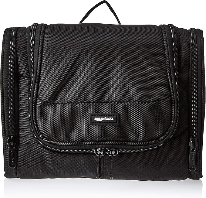 Amazon Basics Hanging, Travel Toiletry Bag Organizer, Shower Dopp Kit, Black | Amazon (US)