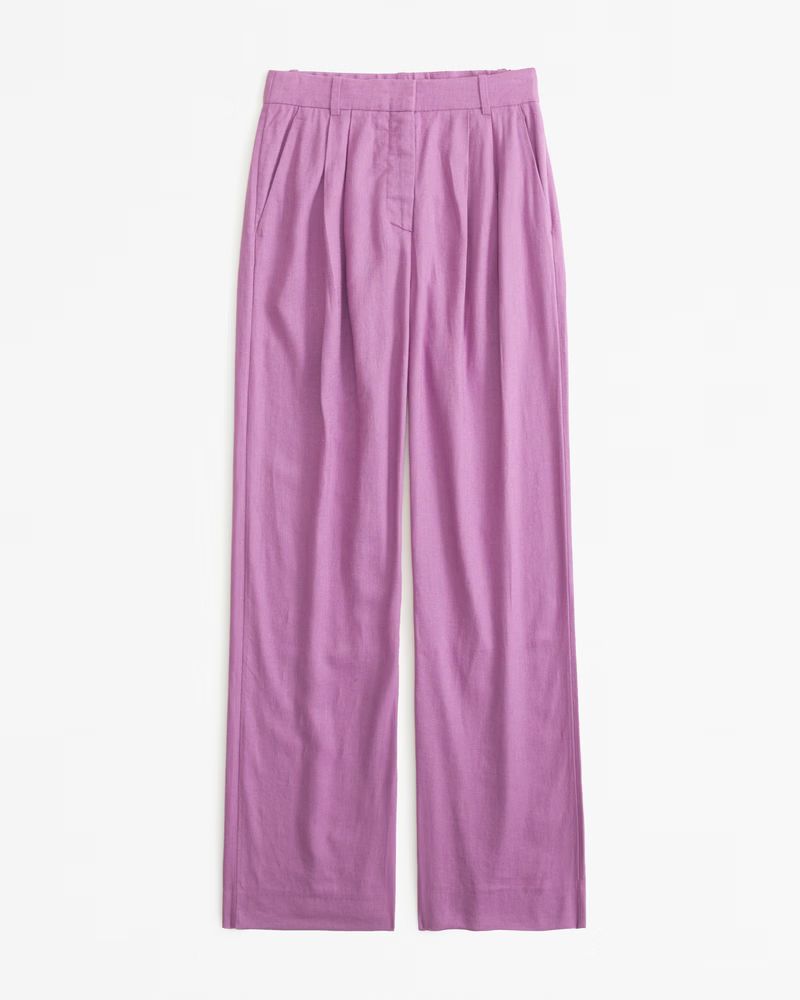 Women's Curve Love A&F Sloane Tailored Linen-Blend Pant | Women's Bottoms | Abercrombie.com | Abercrombie & Fitch (US)